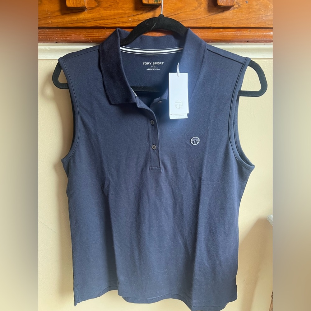 NWT Women's Tory Burch Sport Perf Sleeveless Polo